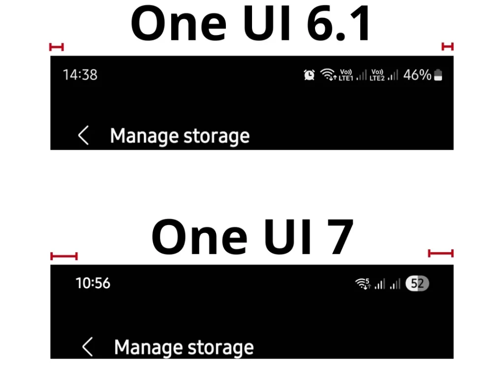 Galaxy S24 Ultra 用户对 One UI 7 状态栏中的浪费空间感到不满