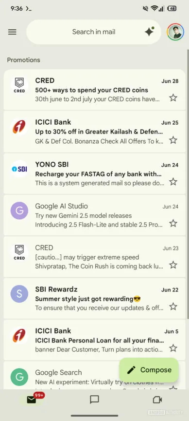 Gmail 正在迎来更多 Material 3 表现风格的界面更新（APK 拆解）