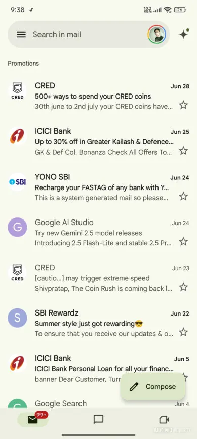 Gmail 正在迎来更多 Material 3 表现风格的界面更新（APK 拆解）