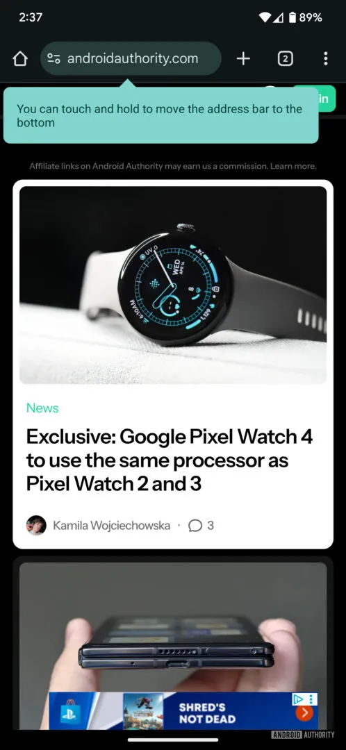 Android 版 Chrome 用户现在可以选择将地址栏放在屏幕的哪一端