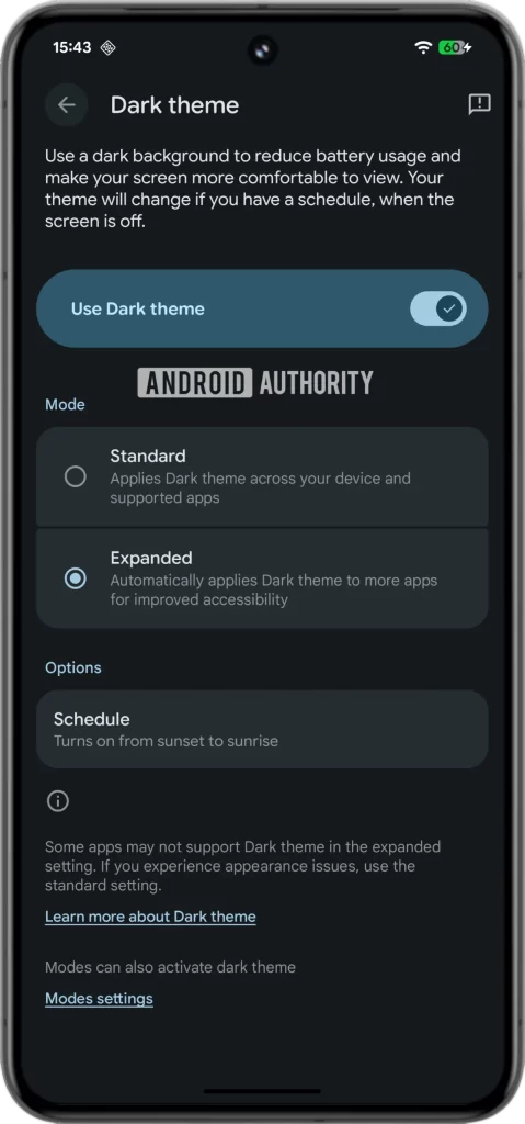 Android 新的“扩展”暗色模式可以让没有暗色主题的应用变暗——但有一个限制