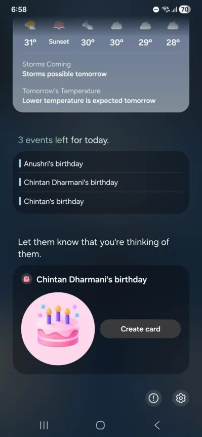 One UI 8 的 Now Brief 功能将确保你再也不会错过任何一个生日