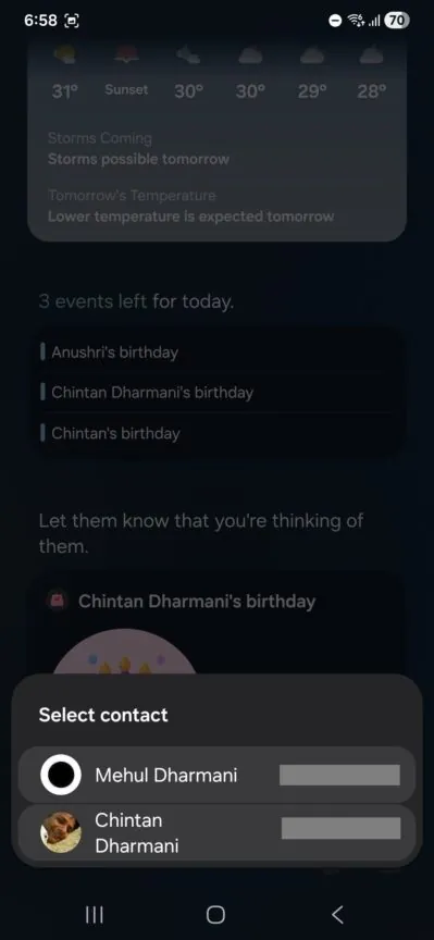 One UI 8 的 Now Brief 功能将确保你再也不会错过任何一个生日