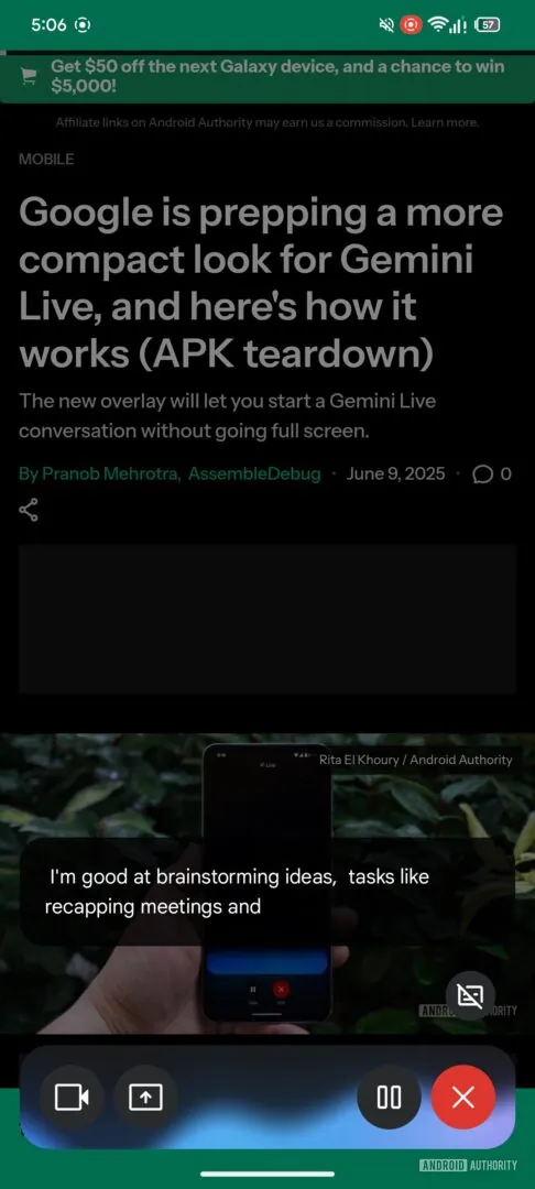 Google 正在为 Gemini Live 即将推出的紧凑型覆盖层内置更多工具（APK 拆解）