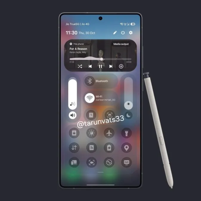 三星 One UI 8.5 更新带来更清晰、更具玻璃质感的快速设置界面