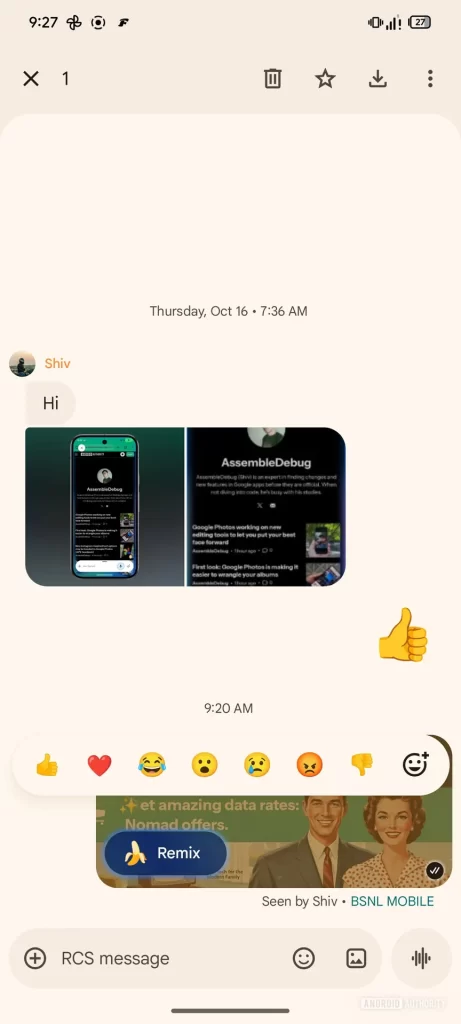 独家：首次揭秘 Google Messages 中由 Nano Banana 驱动的 Remix 功能
