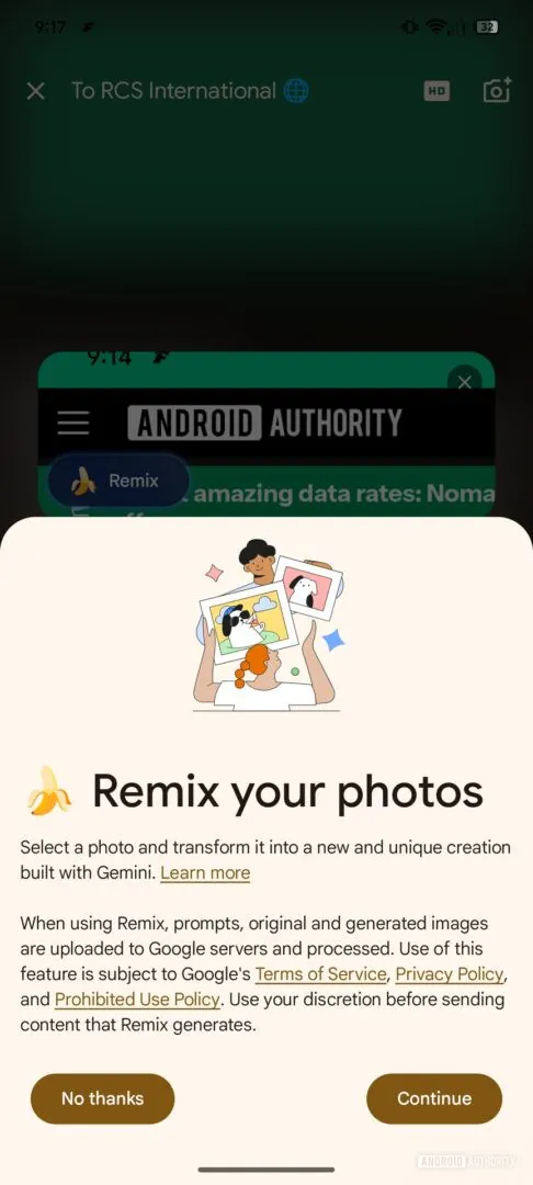 独家：首次揭秘 Google Messages 中由 Nano Banana 驱动的 Remix 功能