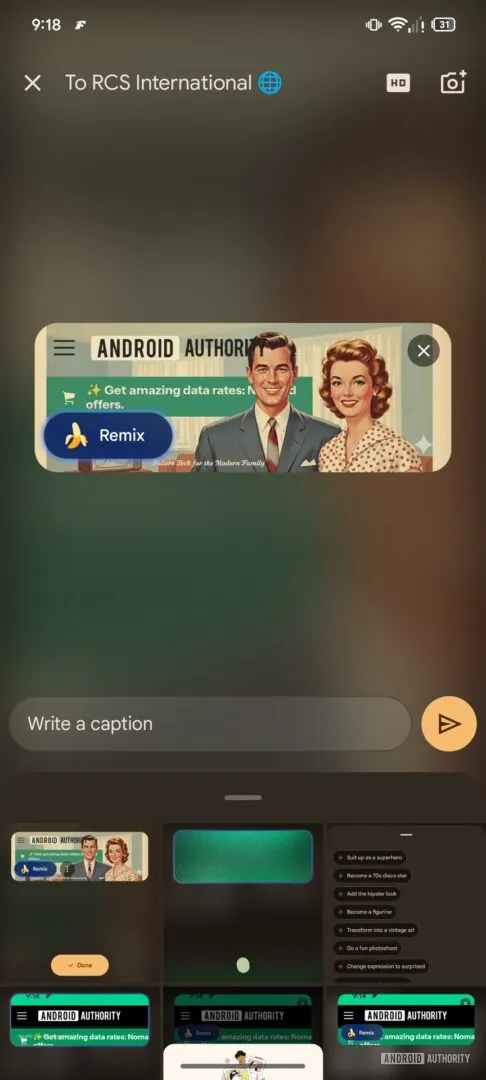 独家：首次揭秘 Google Messages 中由 Nano Banana 驱动的 Remix 功能