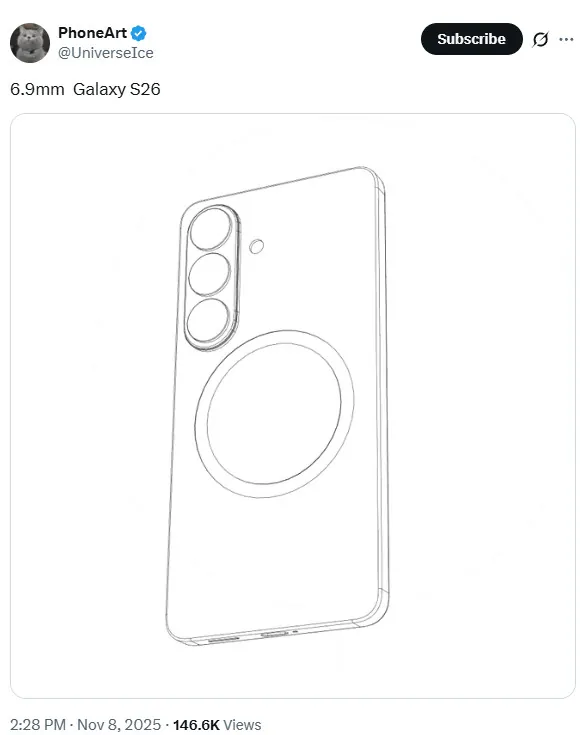 Galaxy S26 或将通过关键设计改进向 Edge 系列看齐