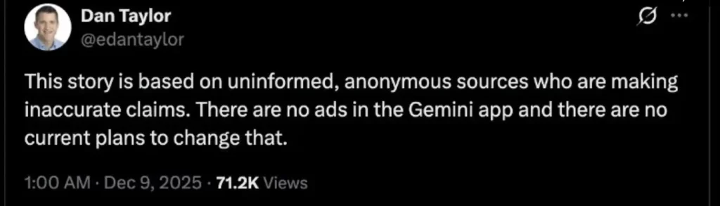 谷歌表示 Gemini 不会引入广告——至少目前不会