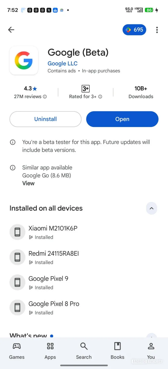 谷歌对卸载系统应用更新的方式进行了一个烦人的改动