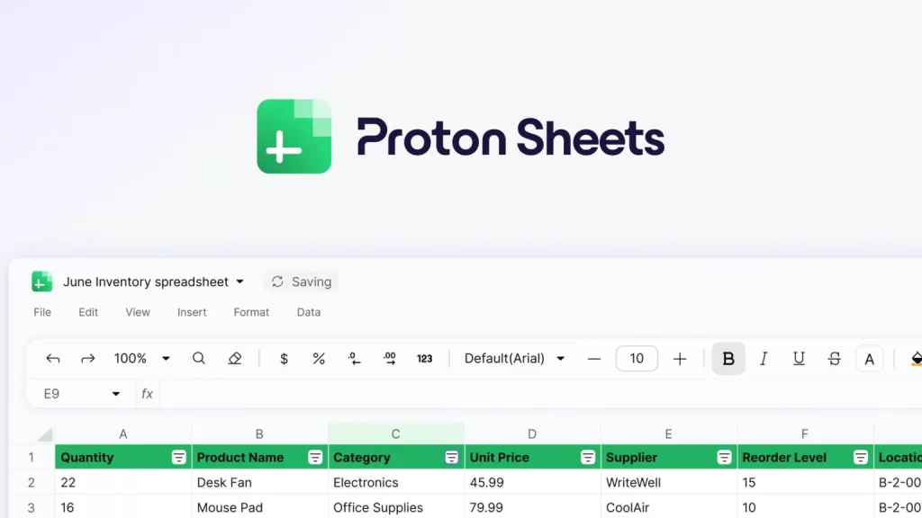 Proton 的最新产品直指 Google Sheets 和 Excel